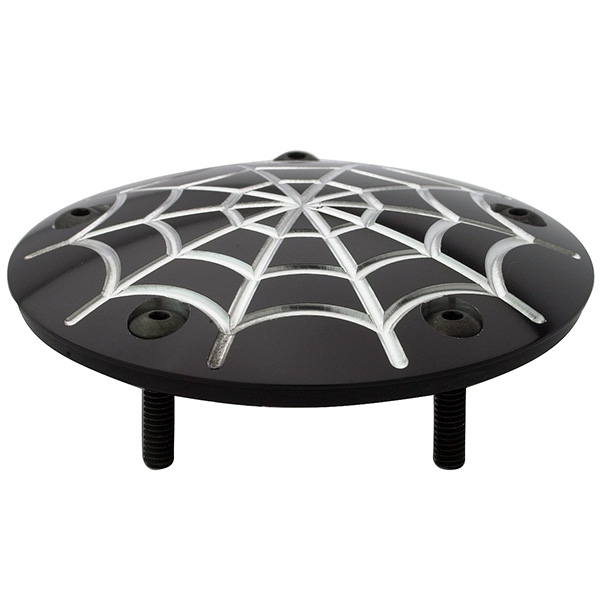 BLACK - 5-Hole - Twin Cam Motors - Points Cover - Spider Web