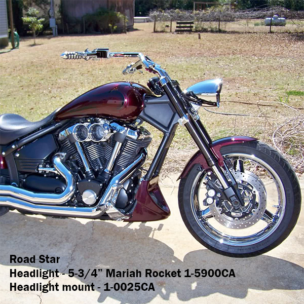 Bullet / Rocket Headlight Mount  - Yamaha Road/Royal Star - Polished Aluminum