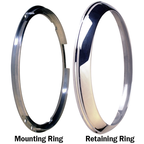 POLISHED ALUMINUM - Headlight Adapter - Chrysler, Dodge, Hudson, Nash, Plymouth, Studebaker (pair)