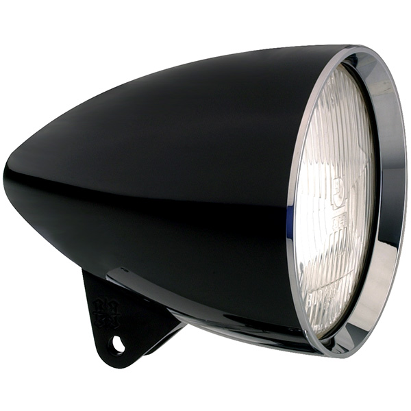 Headlight - 7 Gloss Black & Chrome Concours Rocket Housing