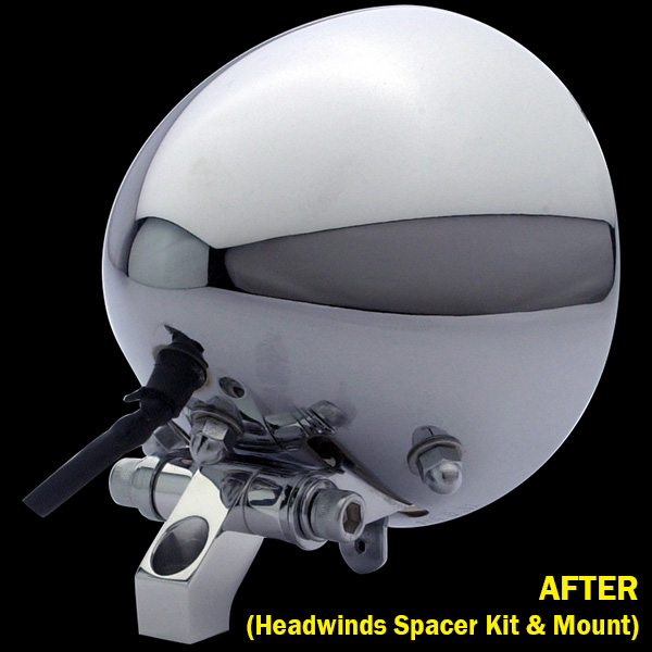 CHROME - Headlight Spacer Kit - Stock Springer Headlight to Headwinds Mount (pair)