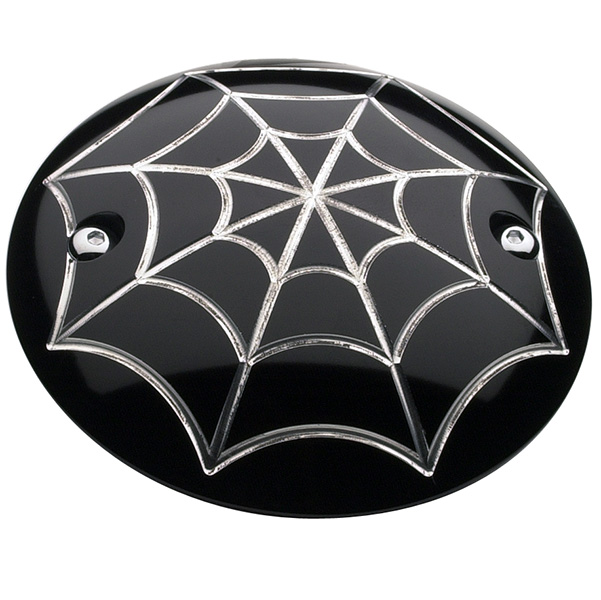 BLACK - 2-Hole - Evo Motors - Points Cover - Spider Web