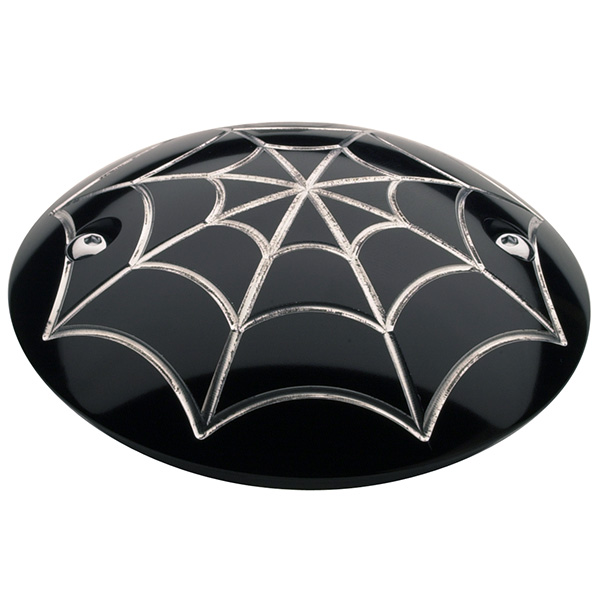 BLACK - 2-Hole - Evo Motors - Points Cover - Spider Web