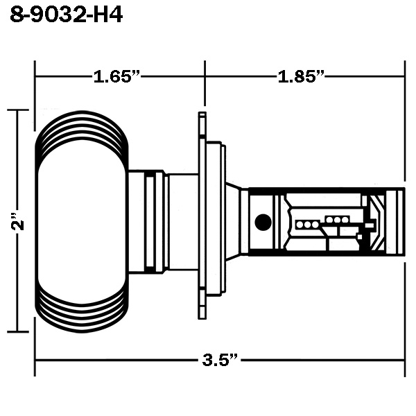 H4 LED HEADLIGHT Bulb - All-In-One - 30/30W  - HB2 (each)