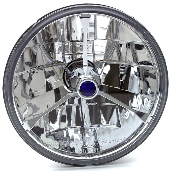 Headwinds 7" HALOGEN HEADLAMP DIAMOND Cut BLUE Dot TriBar H4 60